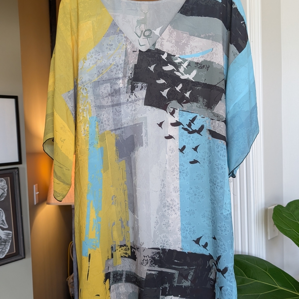 Abstract Print V-Neck Dress